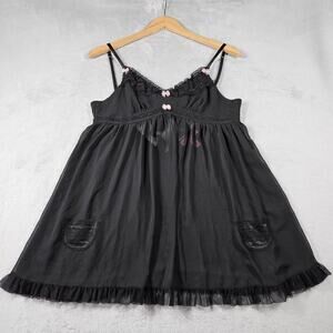 Betsey Johnson Intimates Babydoll Women M Chemise Lingerie Bows Sheer Whimsigoth